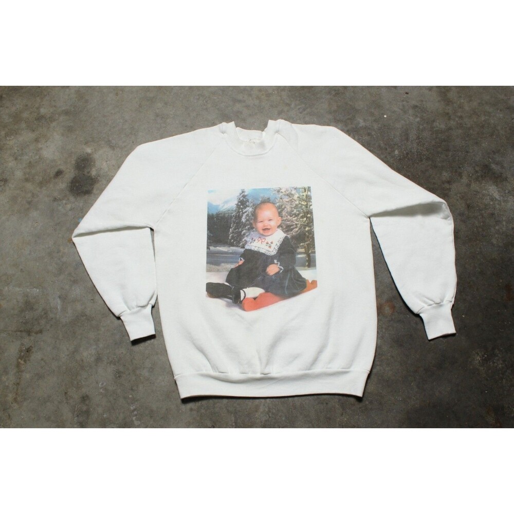 Vintage 1990's USA-Made Random Baby Raglan Distressed Sweatshirt - Large